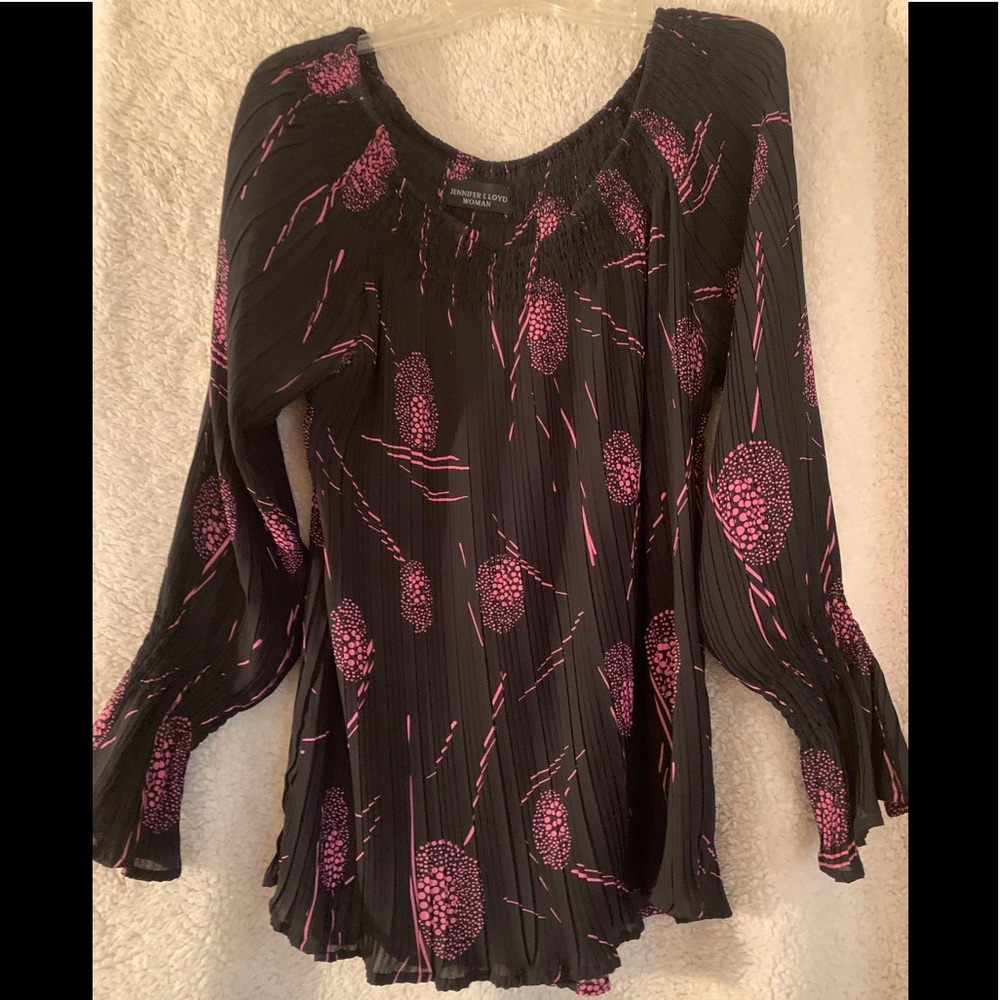 Jennifer Lloyd Tiny Pleated Patterned Tunic